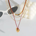 Collar 4en1 Rojo Corazón | Dorado