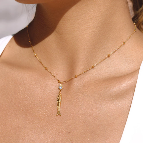 Collar Pez Cadena Balines | Dorado