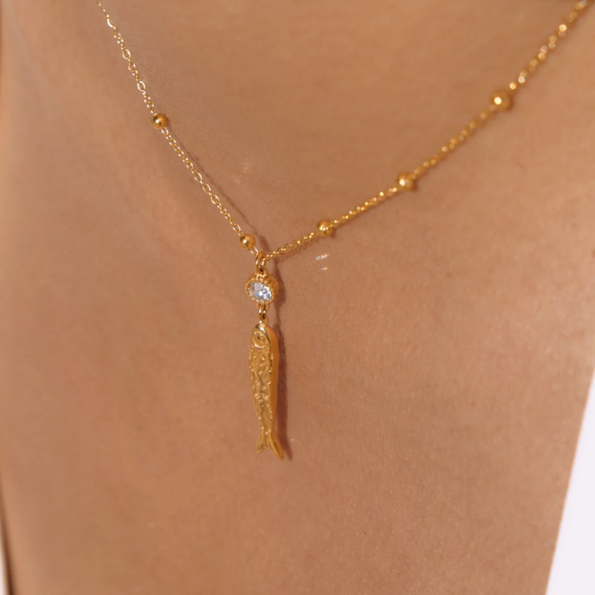Collar Pez Cadena Balines | Dorado