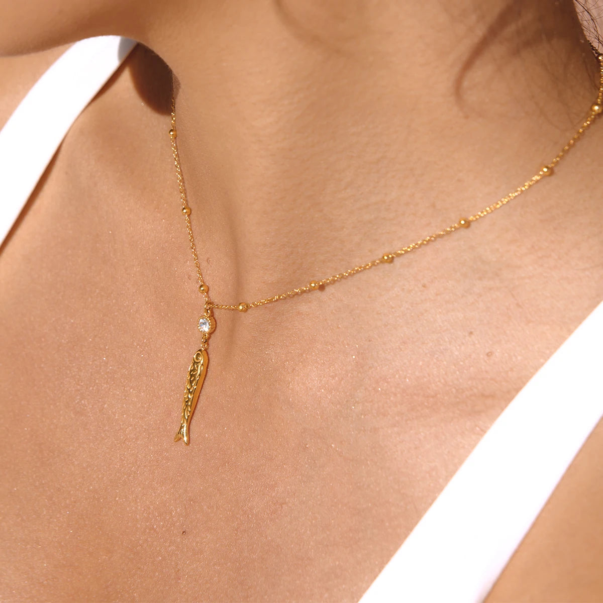 Collar Pez Cadena Balines | Dorado