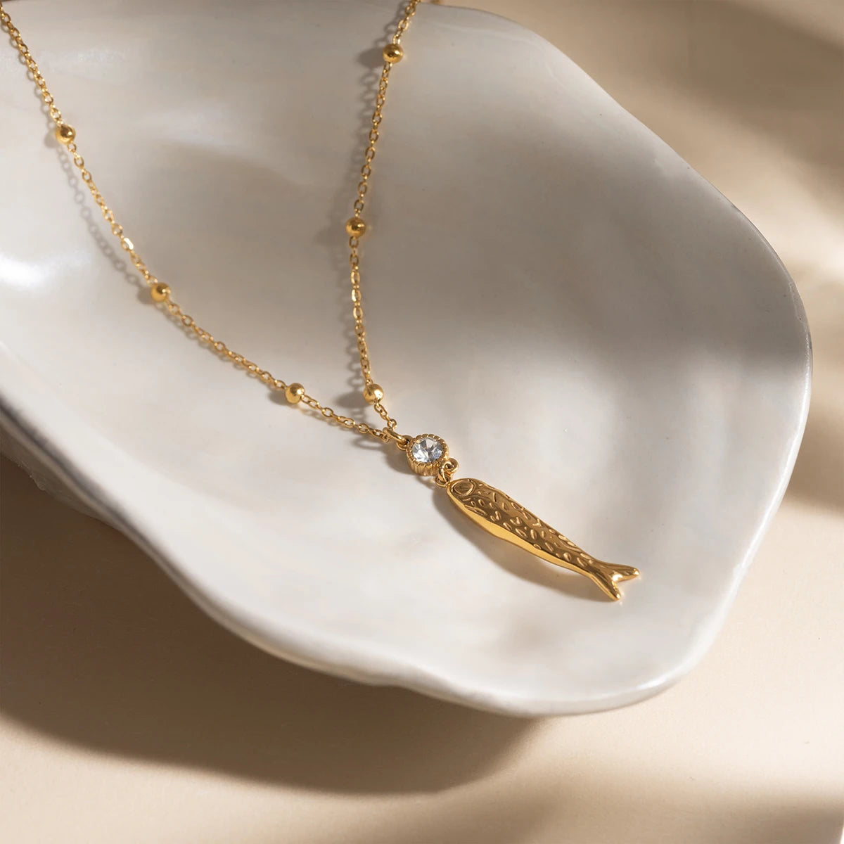 Collar Pez Cadena Balines | Dorado