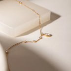Collar Gota De Cristal Con Circones Incrustados En Cadena Fina | Dorado