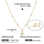 Collar Gota De Cristal Con Circones Incrustados En Cadena Fina | Dorado