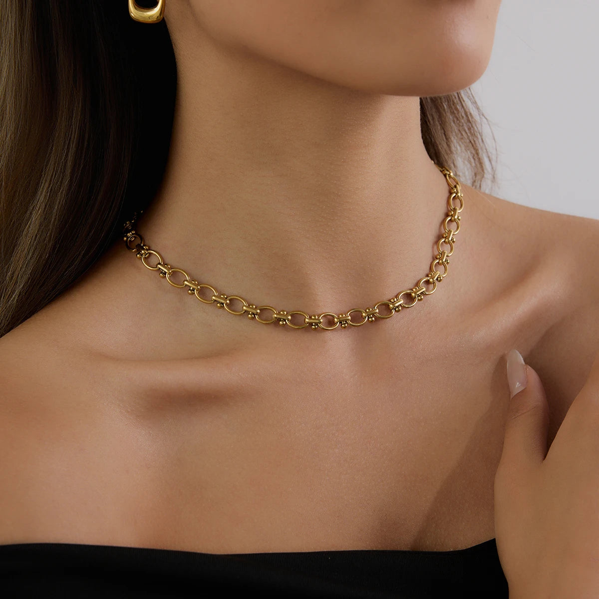 Collar Cadena Clasico Moderno | Dorado