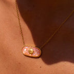 Collar Concha Rosa Nacarado | Dorado