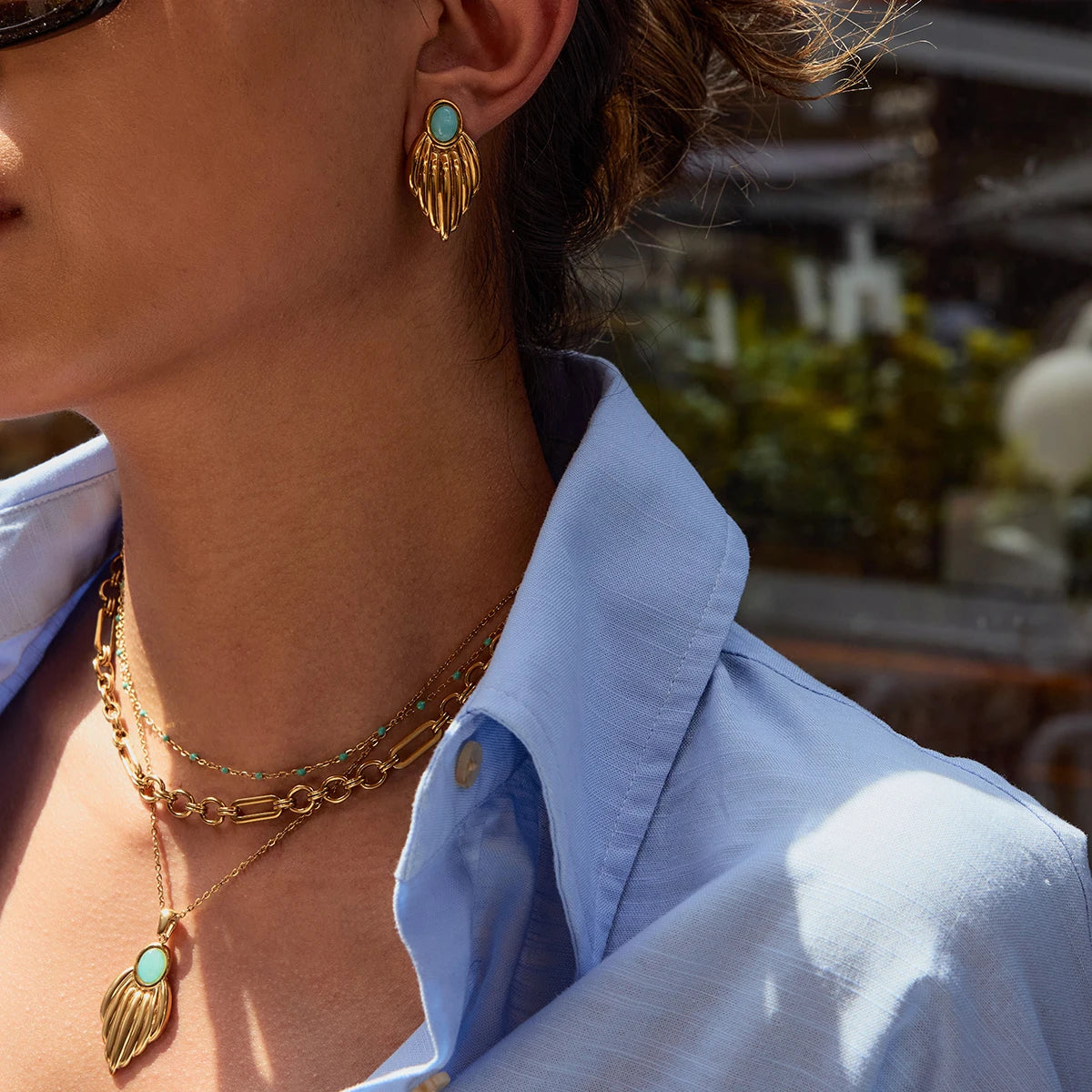 Set Aura Aqua | 2 Piezas | Dorado