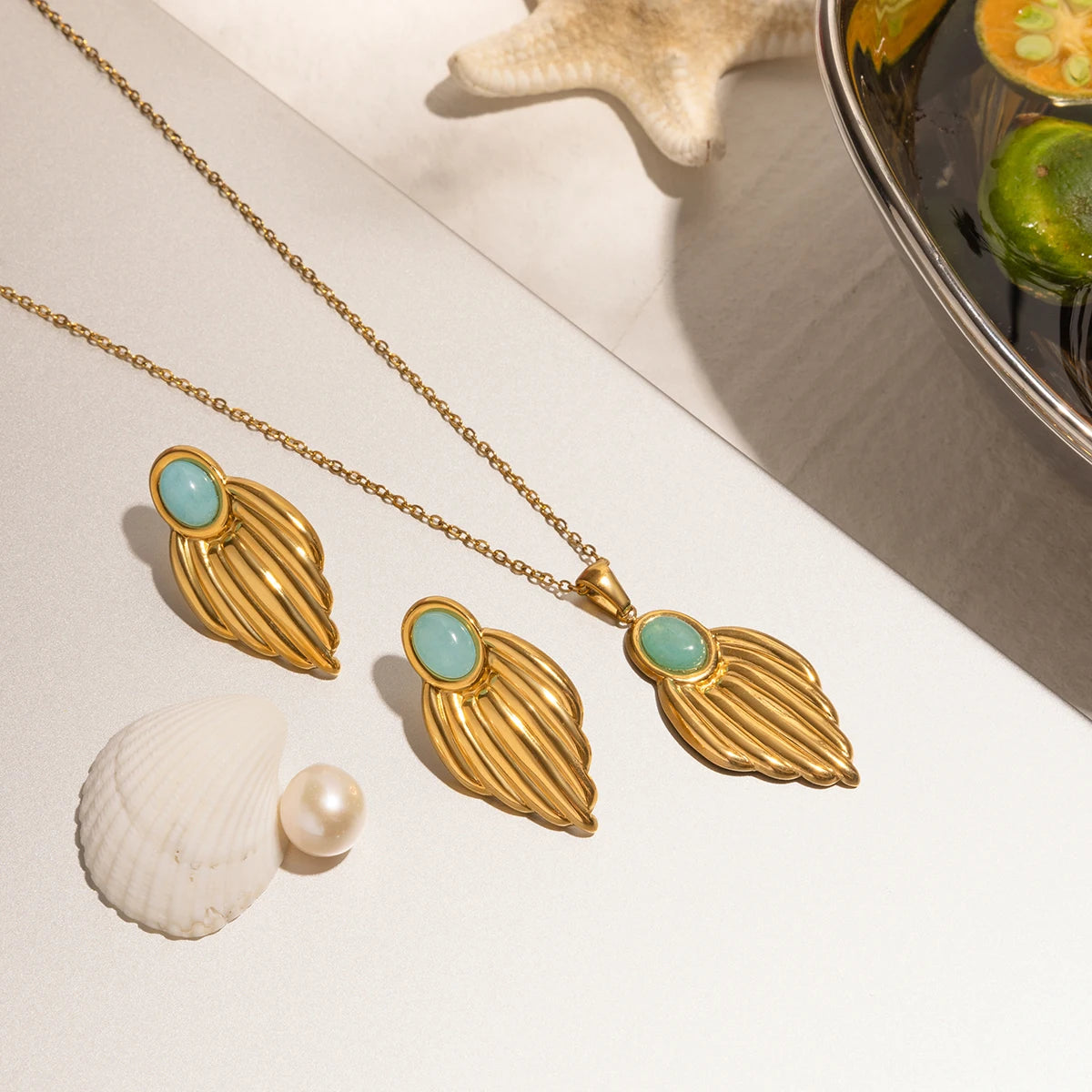 Set Aura Aqua | 2 Piezas | Dorado