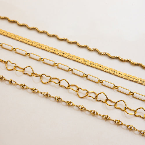 Cadena Collar Rígida Onda | Dorado