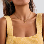 Collar Doble Capa Con Coqueto Lazo Y Corazón | Dorado