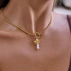 Collar 3 Dijes - Sol, Luna y Perlas | Dorado