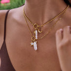 Collar 3 Dijes - Estrella, Borla y Perla larga | Dorado