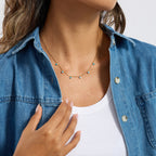 Collar delgado puntos Turquesa | Dorado