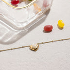 Collar Dije De Corazón Con Piedra Natural Blanca | Dorado