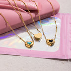 Collar Dije De Corazón Con Piedra Natural Blanca | Dorado