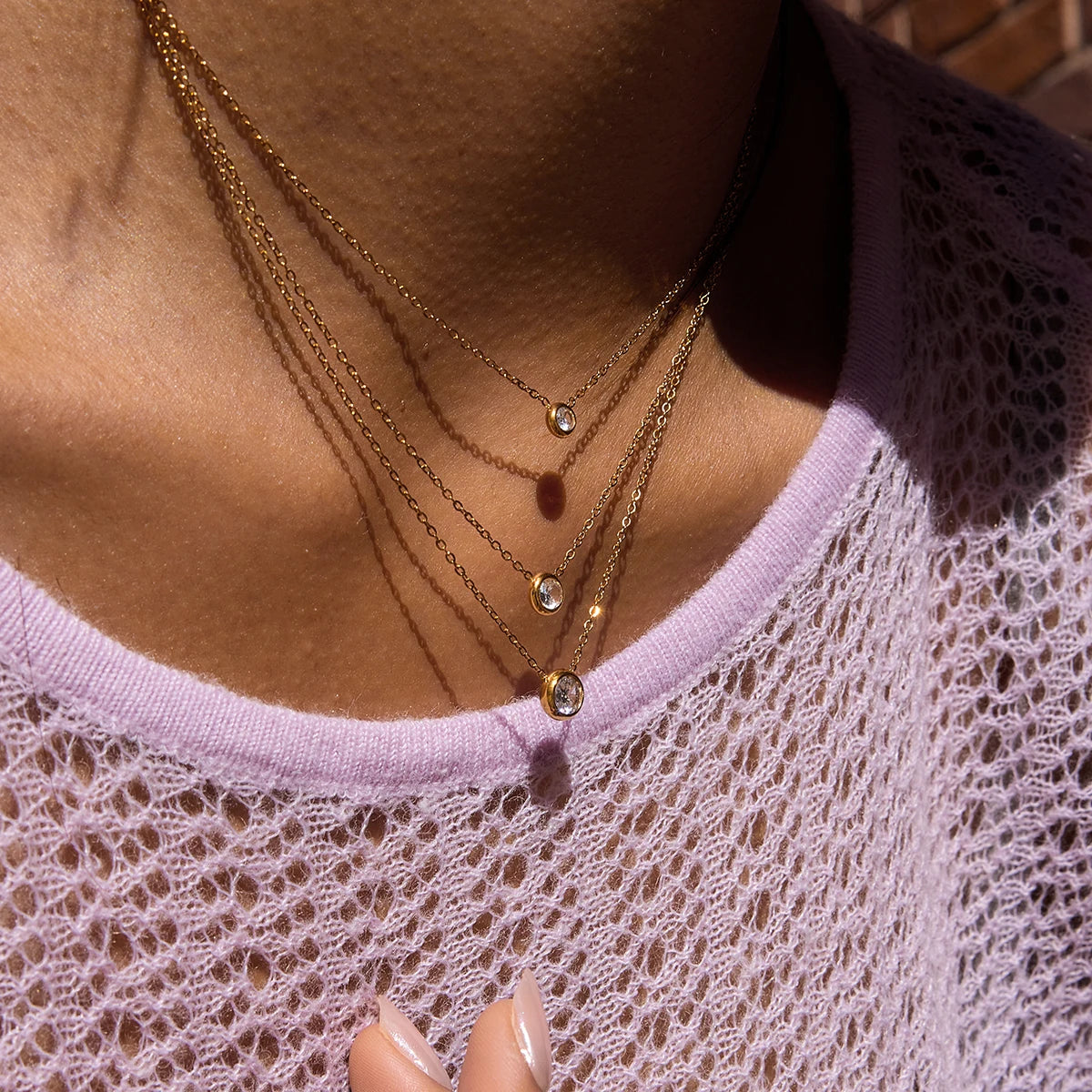 Collar Lujo Layering 3 Capas Dije Brillante | Dorado