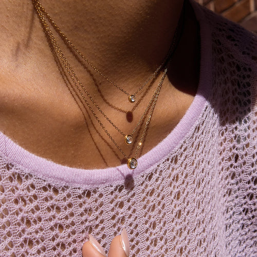 Collar Lujo Layering 3 Capas Dije Brillante | Dorado