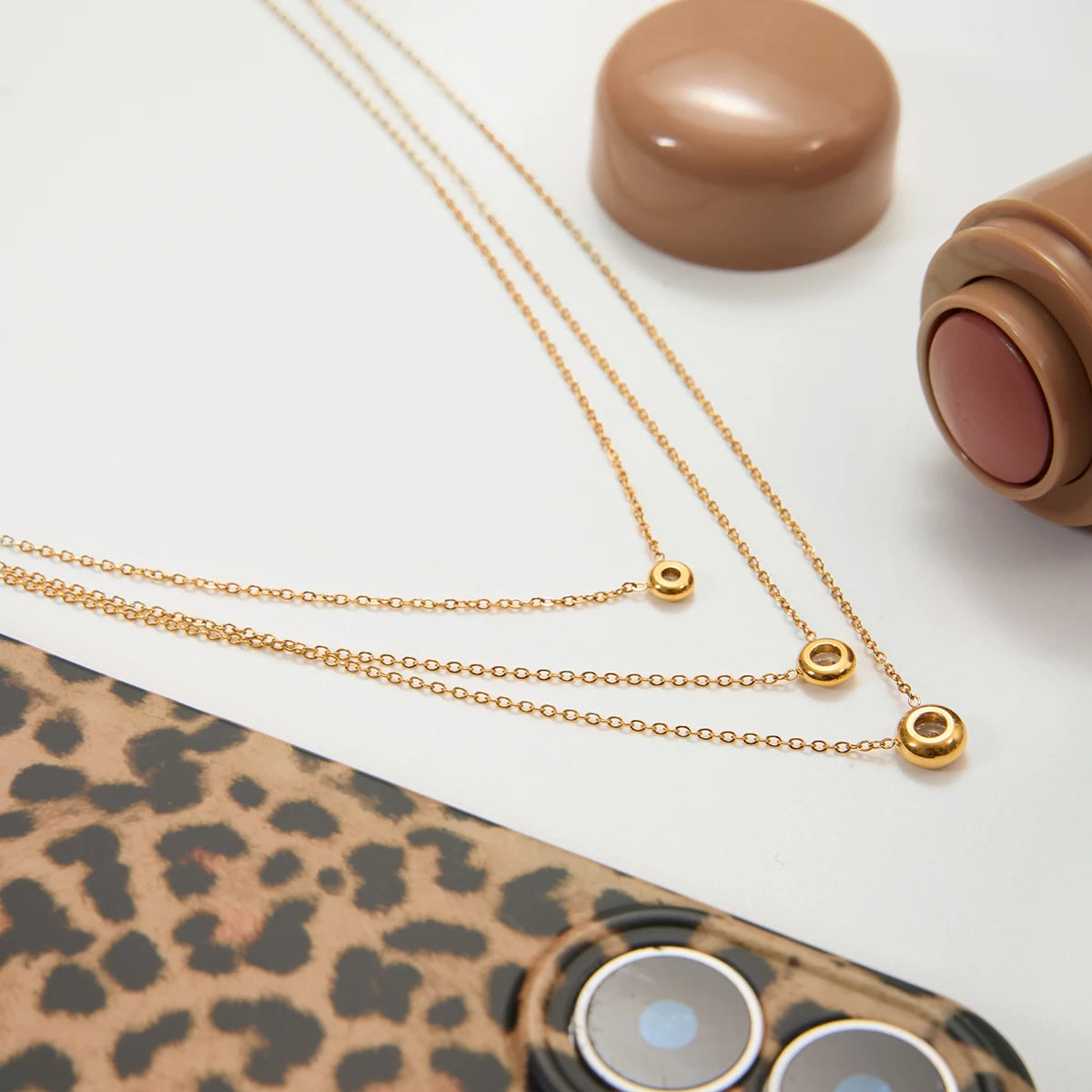 Collar Lujo Layering 3 Capas Dije Brillante | Dorado