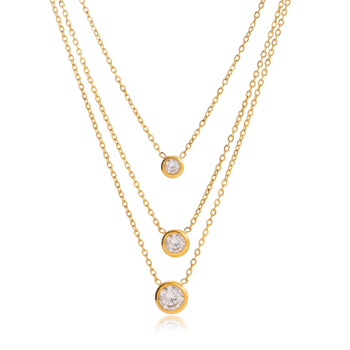 Collar Lujo Layering 3 Capas Dije Brillante | Dorado