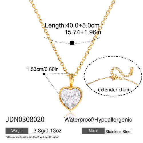 Collar Fino Dije de Corazón Circonita - Dorado