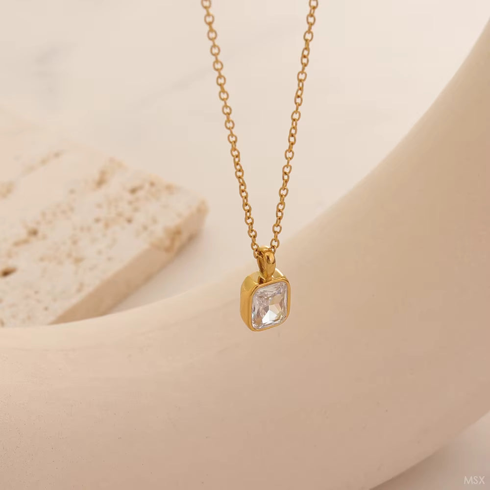 Collar Dije Brillante Geométrico | Dorado