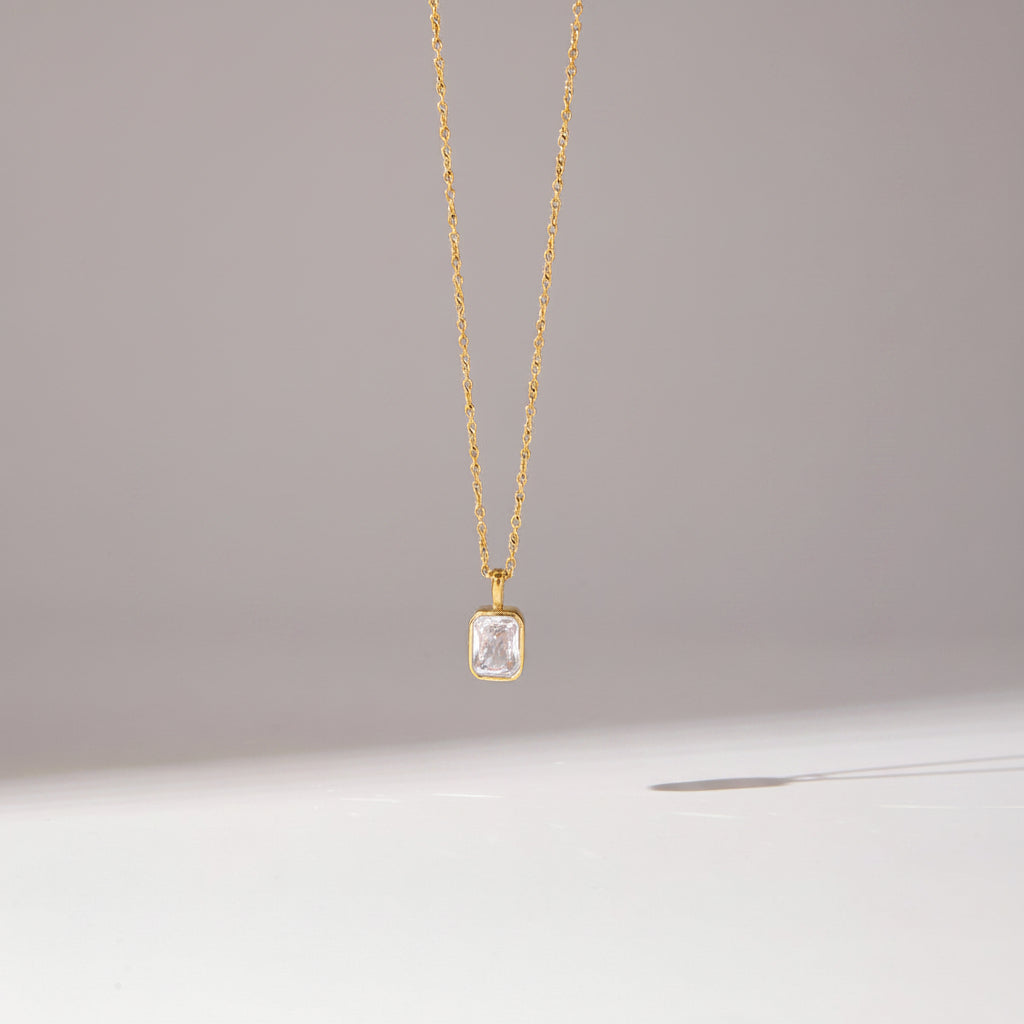 Collar Dije Brillante Geométrico | Dorado