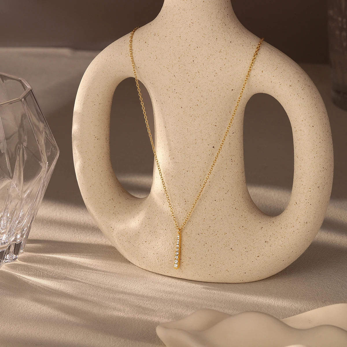 Collar Dije Vertical Brillante | Dorado