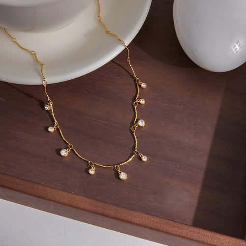 Collar Con Colgantes Mini Brillantes | Dorado