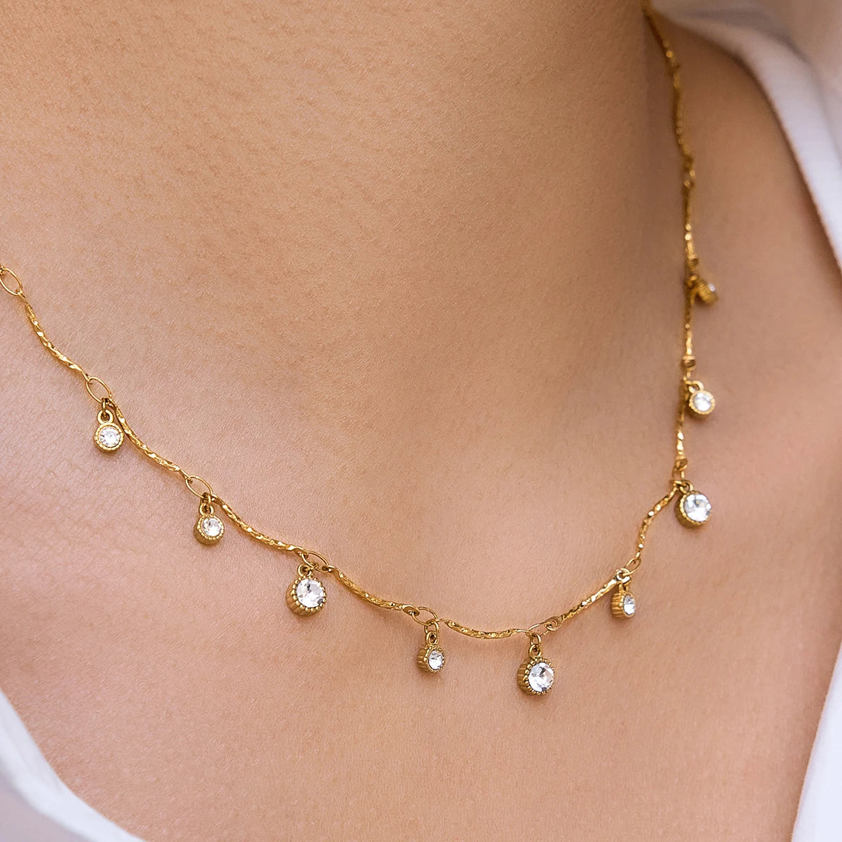 Collar Con Colgantes Mini Brillantes | Dorado