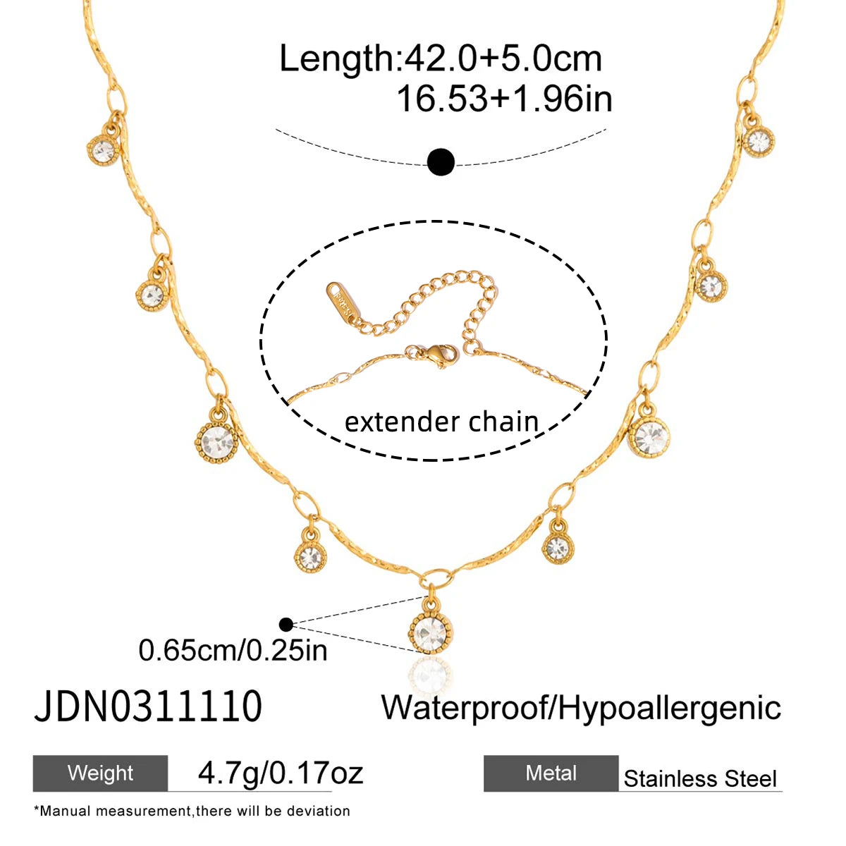 Collar Con Colgantes Mini Brillantes | Dorado