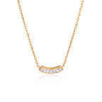 Collar Curvo Minimalista Con Circones Baguette | Dorado