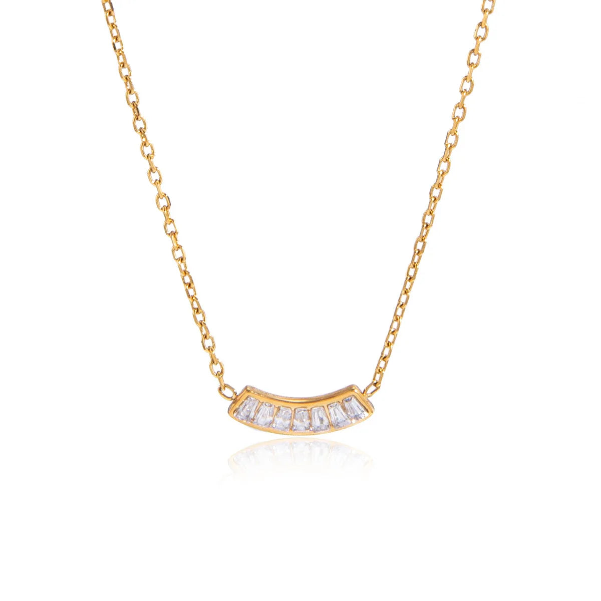 Collar Curvo Minimalista Con Circones Baguette | Dorado