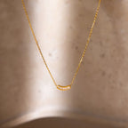 Collar Curvo Minimalista Con Circones Baguette | Dorado