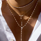 Collar Minimalista Con dije Triple Cristal | Dorado