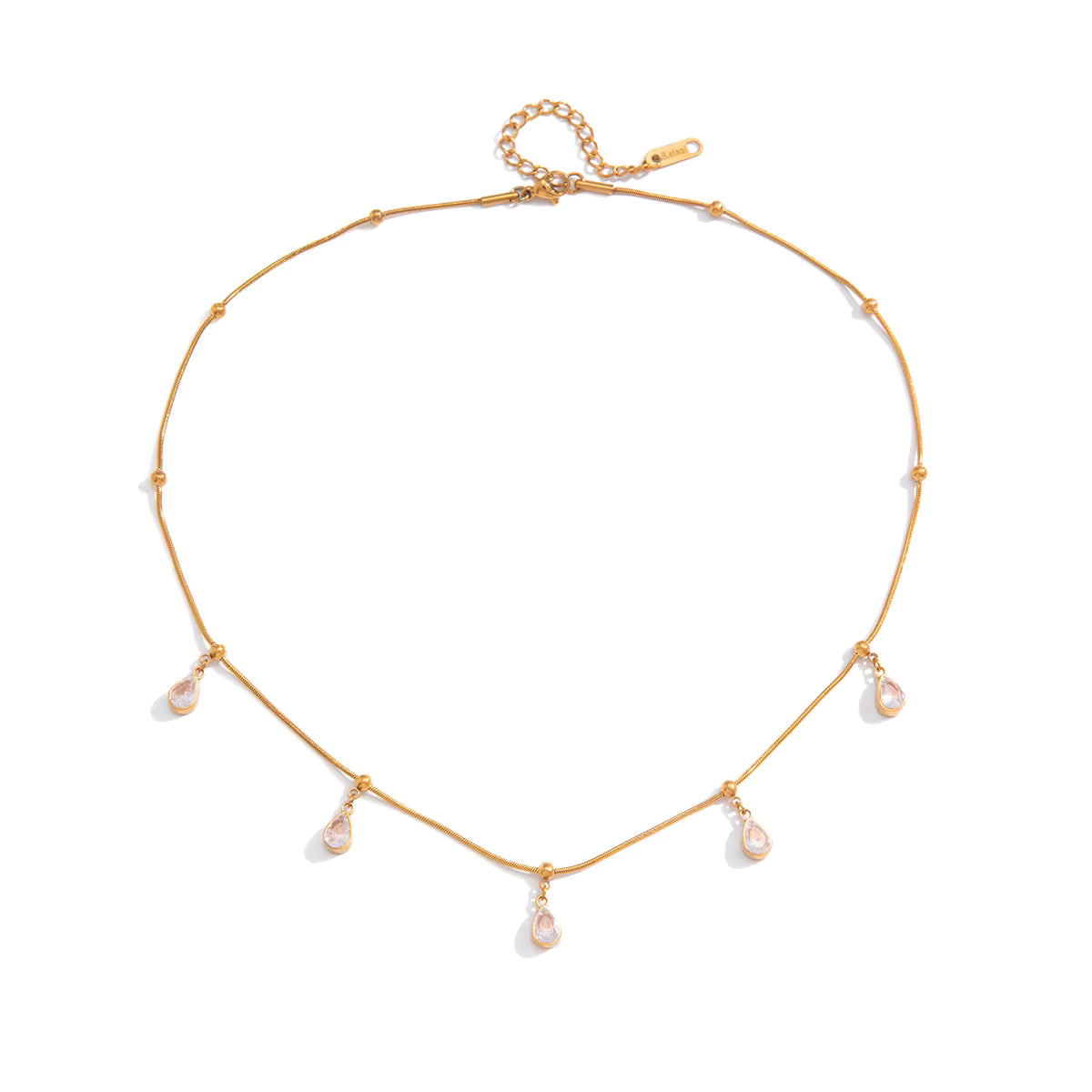 Collar Colgantes Brillantes Gota de Agua | Dorado