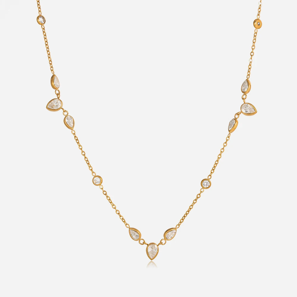 Collar Elegante Circonia Blanca Brillo Minimalista | Dorado