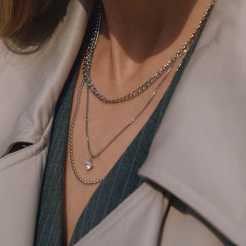 Collares Layering 3 en 1 Elegante - Dorado Plateado