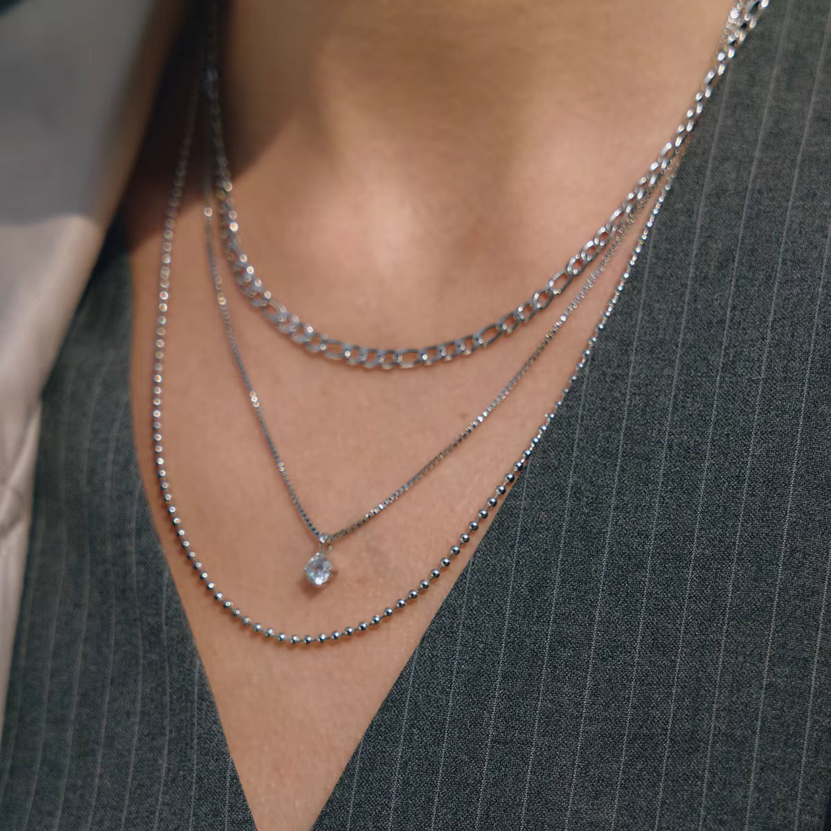 Collares Layering 3 en 1 Elegante - Dorado Plateado