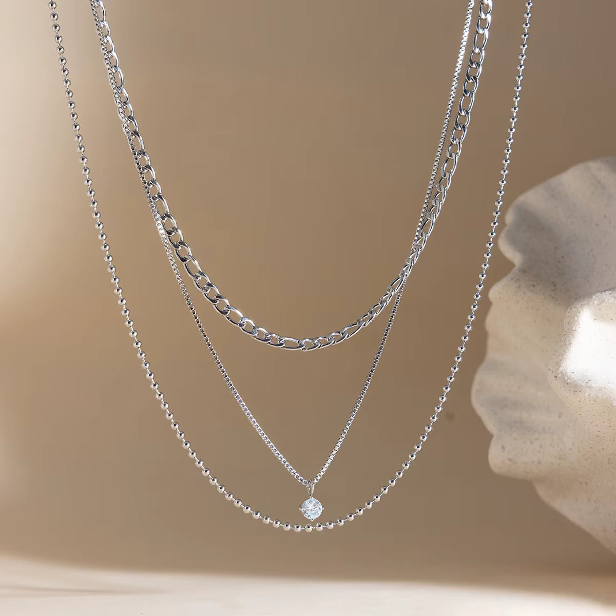 Collares Layering 3 en 1 Elegante - Dorado Plateado