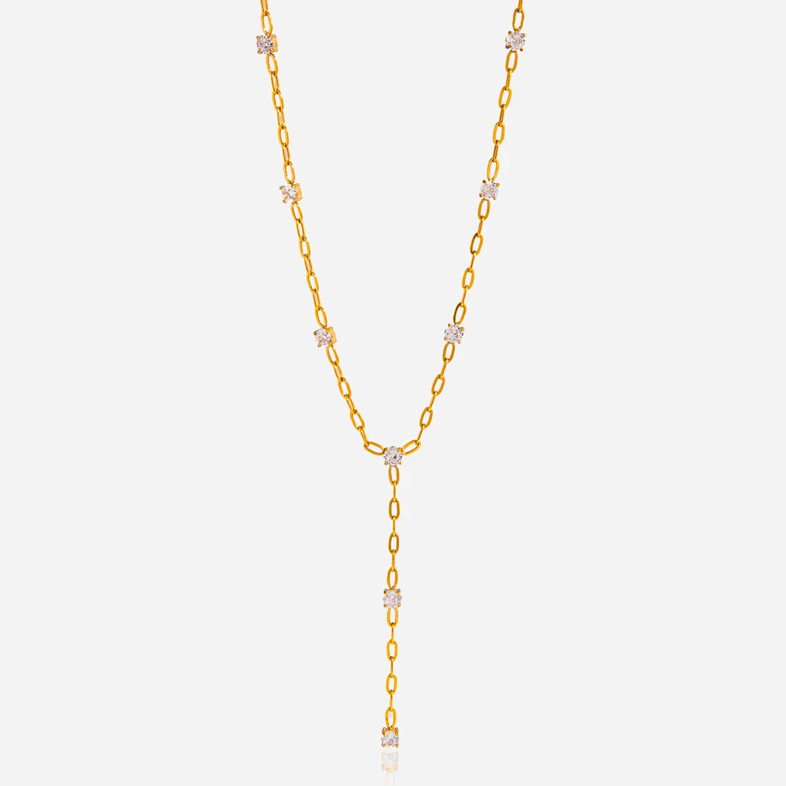 Collar Forma de Y Elegante con Brillos | Dorado