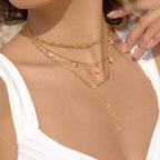 Collar Forma de Y Elegante con Brillos | Dorado
