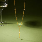 Collar Forma de Y Elegante con Brillos | Dorado