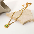 Collar Dije Verde Esmeralda | Dorado