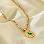 Collar Dije Verde Esmeralda | Dorado
