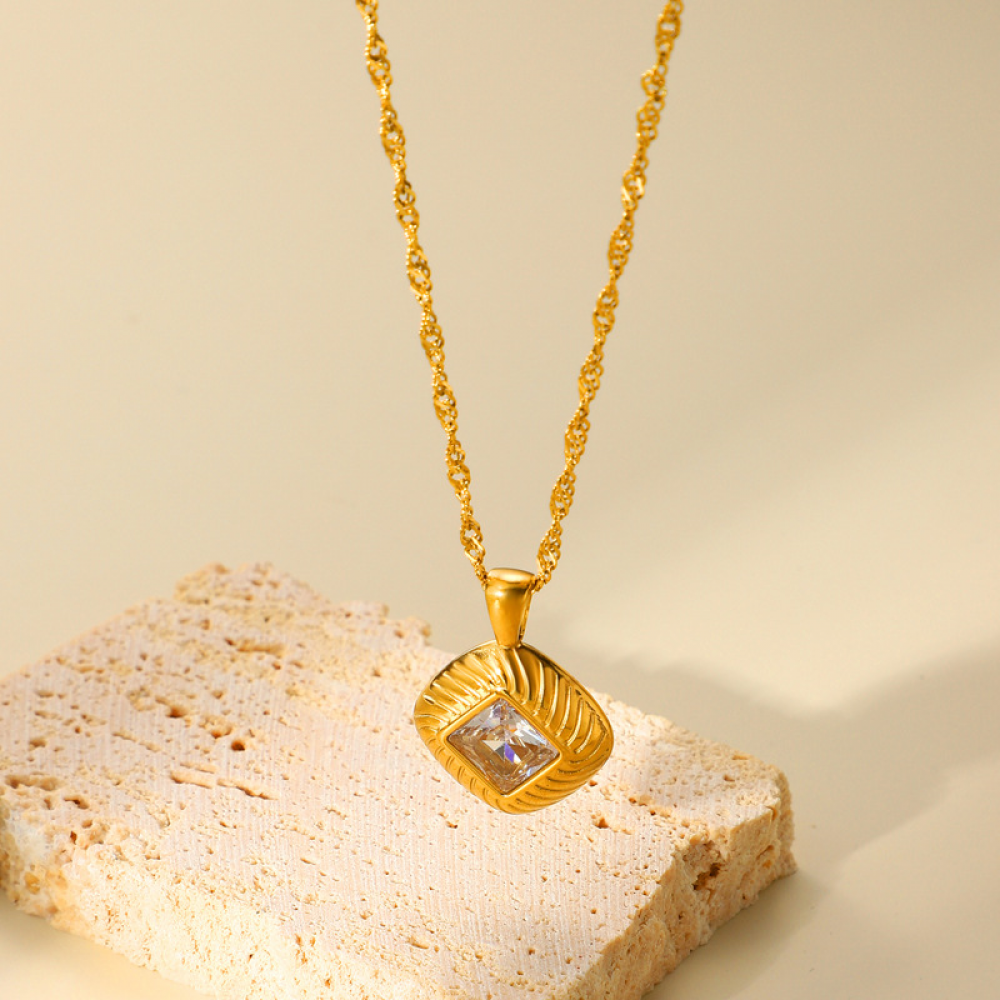 Collar Brillante Rombo | Dorado
