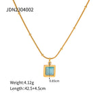 Collar Puntos Con Dije Cuadrado Azul | Dorado