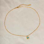 Collar Puntos Con Dije Cuadrado Azul | Dorado