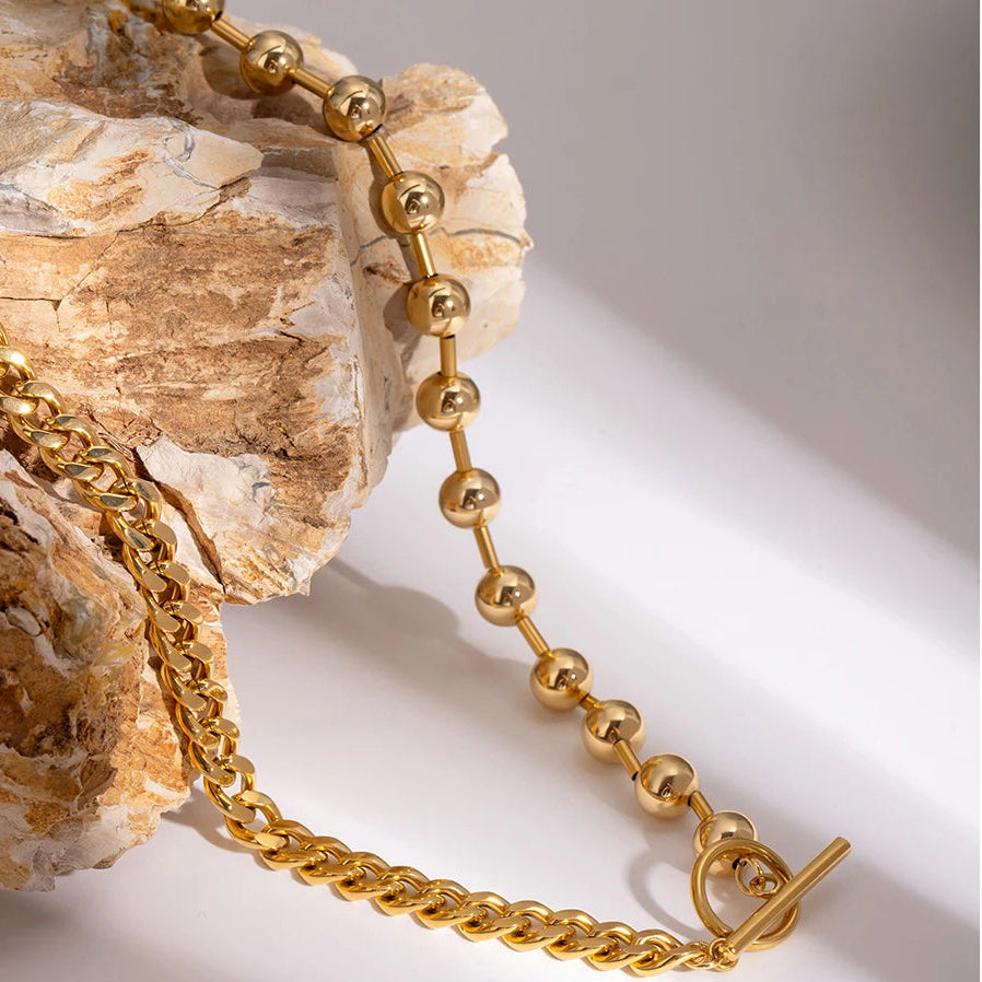 Collar Doble Diseño Cadena | Dorado