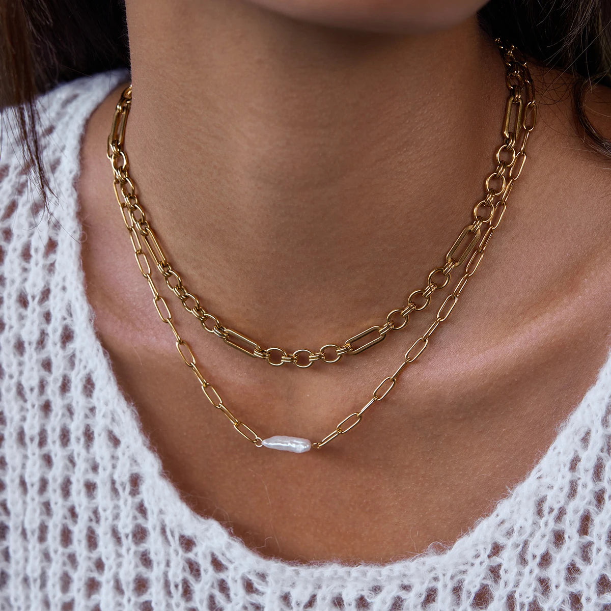 Collar Urbano Con Uniones Circulares Y Ovaladas | Dorado