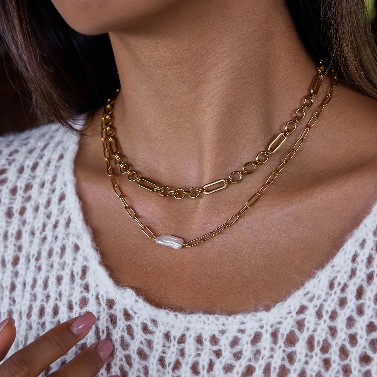Collar Urbano Con Uniones Circulares Y Ovaladas | Dorado