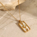 Collar Dije Rectangular Reversible | Dorado
